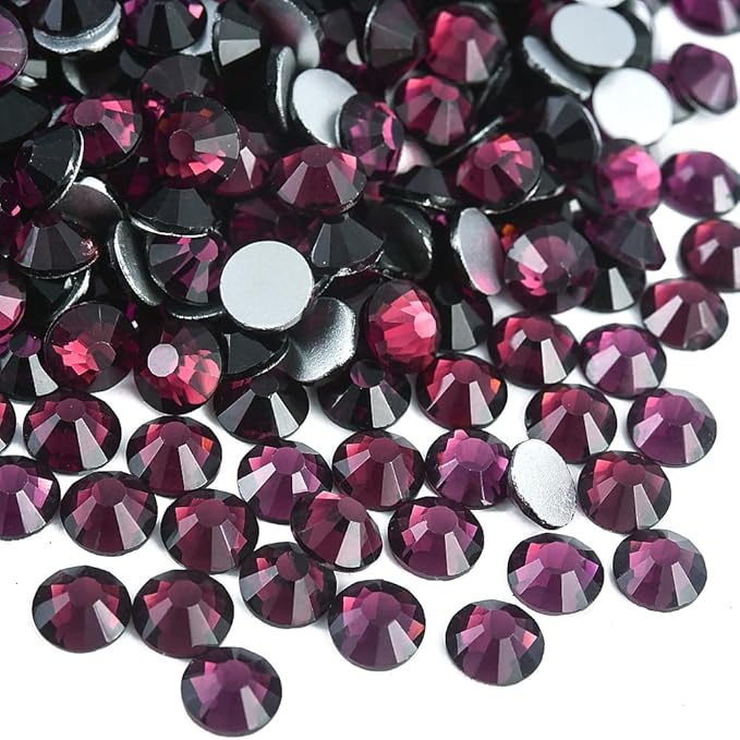 Blinginbox 1440 Pieces SS16/3.8-4mm Flat Back Crystal Rhinestones Round Gems for Nail Art,Dk.Amethyst