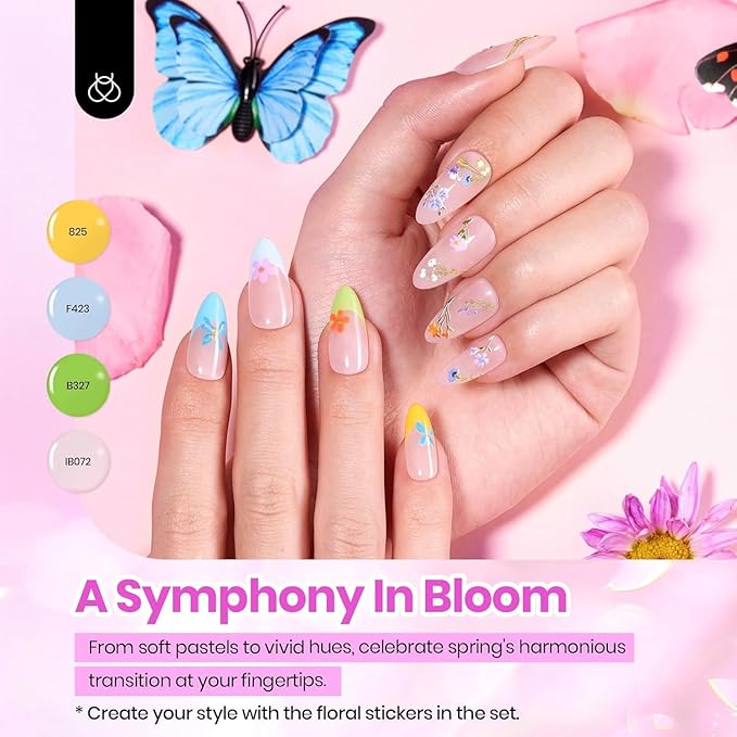 beetles Pastel Easter Gel Polish Set - Petal Symphony Collection, 40 Pcs 36 Colors Gel Polish Set Spring Colors Pink Red Green Blue Color Gel with Base&Glossy Matte Top Coat UV LED Nail Art