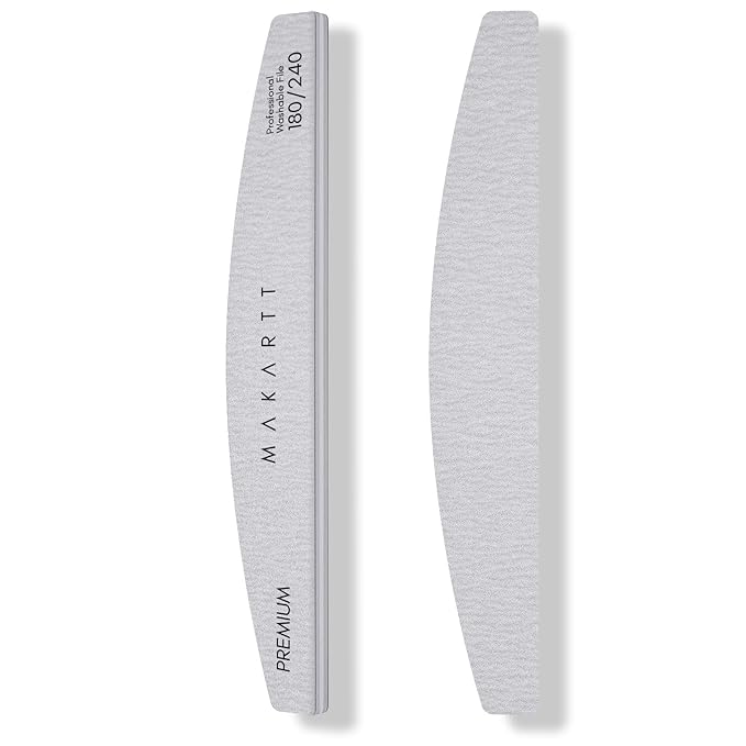 Makartt Nail File - 180/240 Grit Emery Boards for Nails, 2Pcs Dual-Sided Fingernail Files for Natural Nails Prep & Buffing, Reusable Manicure Kit for Salon & DIY Use