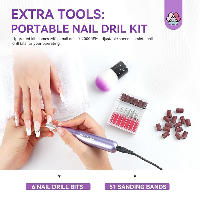 SAVILAND Builder Gel Nail Kit with Nail Drill - 3 Pcs Hard Gels for Nails(VE&VB5&Kerain) Clear Pink Nudes Builder Gel with Lamp Brush Nails Strengthener Gels for Extension Shaping DIY at Home Salon