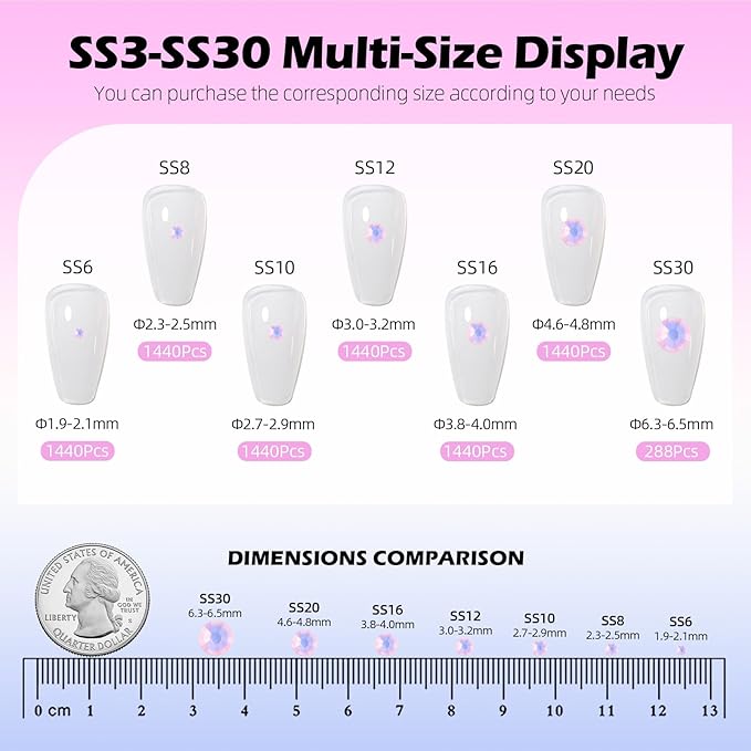 F Pink Flatback Rhinestones, Glass Rhinestones for Nail Art and Craft, Glue Fix, Loose Crystal Gemstones(F Pink, SS16, 1440pcs, 3.8-4.0mm)