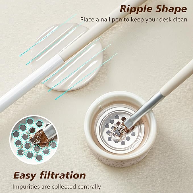 Nail Brushes Washing Cup, Monomer Dish, Dappen Dish with Lid, Easy Cleaning Portable Mesh, Acrylic Brush Cleaner & Nail Brush Holder, Nail Art Brush Washer for Nail Sequins Glitter Powder (NAPB072)