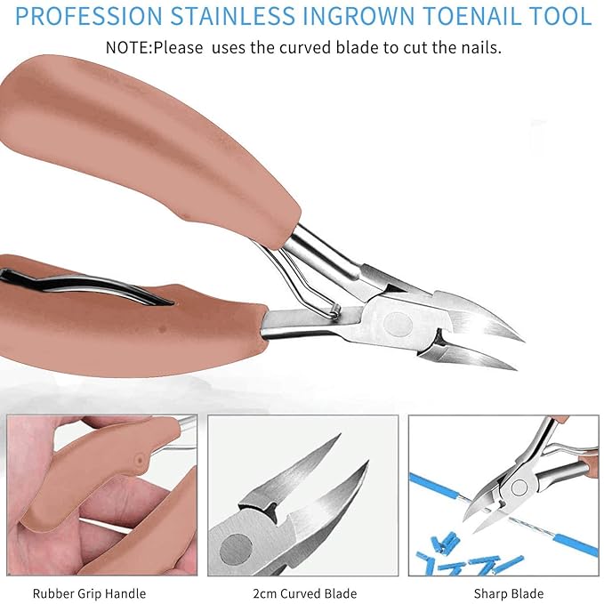 JTIEO 9PACK Toenail Clippers Ingrown Toenail Tool Professional Tool Set for Ingrown & Thick Nail Stainless Steel Ingrown Toenail Tool Kit Ingrown Toenail Treatment Ingrown Toenail Removal Kit Pink