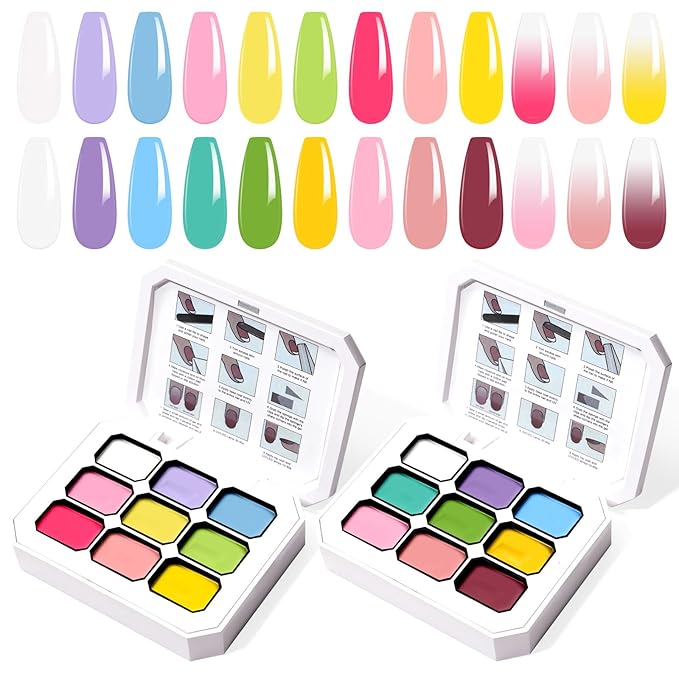 Gradient Painting Gel Set, 6*Plates Ombre Gel Nail Polish Pigment Pat Nails,Long-lasting Silky Texture Highly Saturated French Manicure Soak of UV/Led Home Salon DIY Nail Art J+G