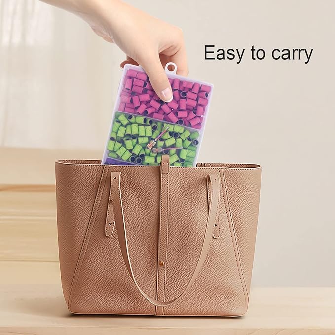 Rolybag Sanding Bands for Nail Drill Sanding Bands#80#150#240 Grits 210Pcs Color Coarse Fine Nail Sanding Bands 2Pcs Nail Drill Bits 3/32" Mandrel Bits Portable Storage Box Set