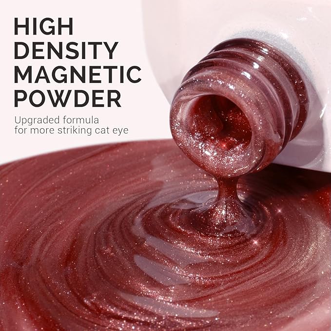 MelodySusie Silky Cat Eye Gel Nail Polish, Rosy Pink Glitter Holographic Magnetic Nail Polish with Magnet, 0.5 Fl Oz UV Gel for Nail Art Manicure Salon DIY at Home B5603