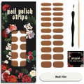 Nail Polish Strips (No UV Lamp Needed) - 22 Pcs Salon Quality Gel Nail Stickers - Long Lasting Wraps (Hazelnut Nutty Brown)