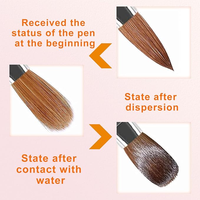 Acrylic Nail Brush Set, 4pcs Size 8/10/12/16 Professional Nail Art Brush for Acrylic Powder Application, 3D Carving, Nail Art Extension for DIY Home Salon Nail Art Manicure Brush Tool