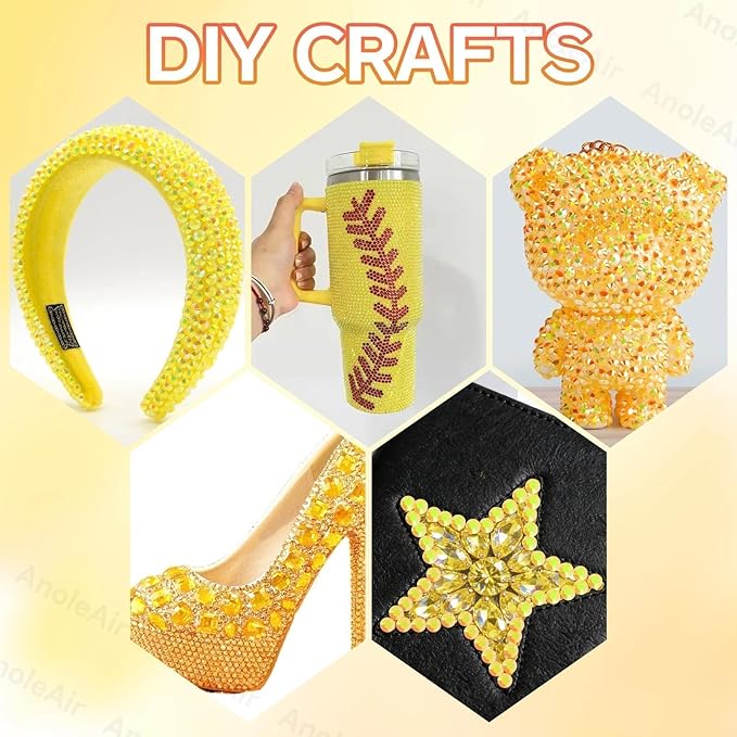 26000PCS Yellow Resin Flatback Rhinestones for Crafting, Resin Rhinestones for Bedazzling Kit, 2/3/4/5/6mm Flatback Gems Jewels for DIY Mugs Tumblers Clothing Shoes Nail Art