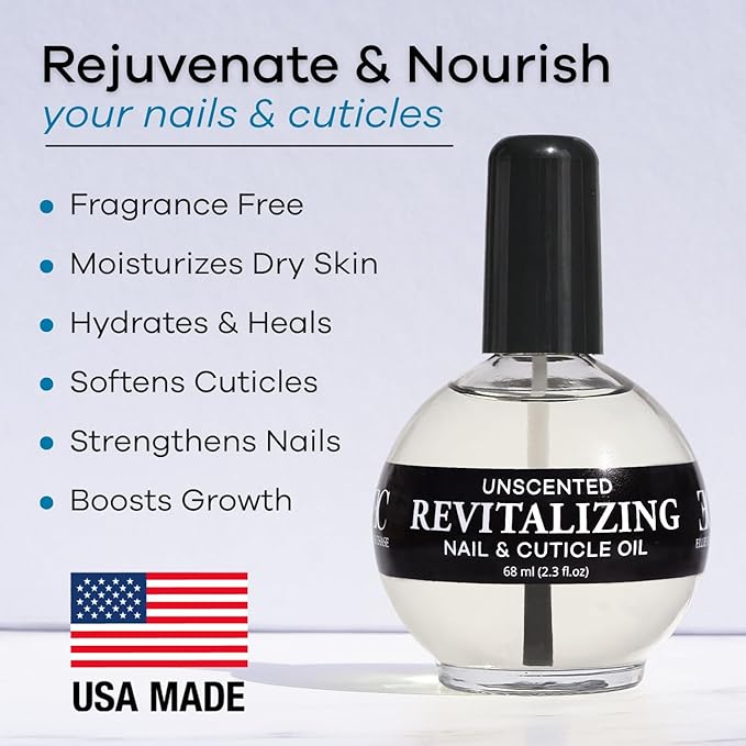 Ellie Chase Moisturizing Cuticle & Nail Care Oil 2.3 Fl Oz Unscented - Infused with Jojoba Oil, Aloe, Vitamin E – Nail & Cuticle Hydration, Repair, Moisturizer, Strengthener, Growth