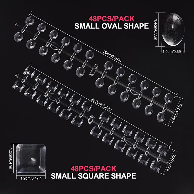144Pcs Heart/Small Square/Oval False Nail Display Tips Clear Nail Art Color Display Chart with Adhesive Sticker Nail Polish Color Display Card Nail Swatches Training Practicing