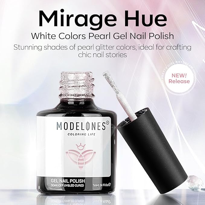 modelones Glitter Gel Nail Polish opal gel nail polish Pastel Soak-Off UV Gel Polish - 28+ Days Long-Lasting Salon-Quality Nail Art DIY Manicure & Gift 15ML