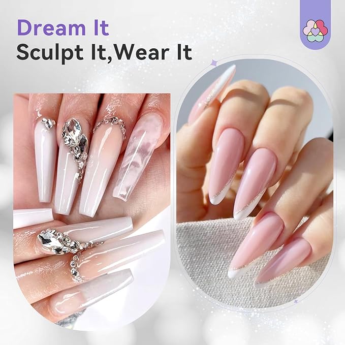SAVILAND Acrylic Nail Kit Low Odor: Bio-Sourced Nail Kit Acrylic Set with Bio-Based Keratin Clear Powder and Liquid Set Size 12 Kolinsky Brush File Forms & Tools for Professionals Home Salon Manicure
