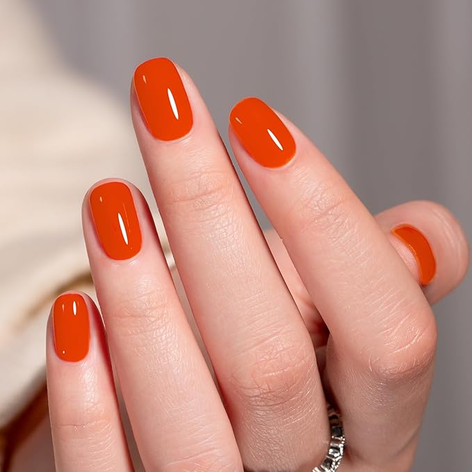 MAYCHAO 15ML Jelly Orange Pumpkin Gel Nail Polish 1Pc Transparent Fall Orange Gel Polish Soak Off UV LED Translucent Nail Polish Nail Art Starter Manicure Salon DIY at Home, 0.5 OZ