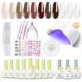 MelodySusie Gel Nail Kit with P-ART06G Cordless UV Lamp Rechargeable LED UV Light with Smart Sensor Classic Popular Colors Plant Based Nails Polish with Top Base Coat Builder Gel Beginner Nail Kit