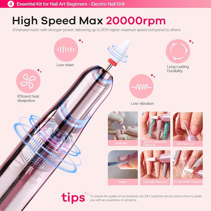 Acrylic Nail Kit for Beginners: Professional Nail Set with Drill Acrylic Powder Gel Polish Nail Stamp for Home Starter Practice & DIY Manicure