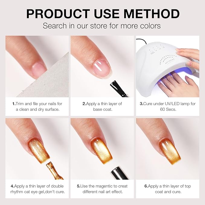 Silver Cat Eye Gel Nail Polish with Magnetic Stick - 12ML Glitter Magnetic Nail Polish for Multiple 3D Effects, Soak Off UV LED Gel Polish for DIY Manicure Salon Gifts for Women