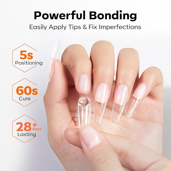 modelones 10-in-One Gel Nail Glue with Nail Dehydrator and Primer for Acrylic Nails Tips/Bloom Gel/Adhesive Bond, Long Lasting Acrylic Nail Supplies