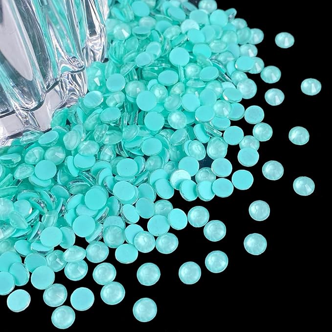 Flatback Glass Rhinestones,Bedazzler Gems 1440pcs Non Hotfix Crystal Rhinestones for Nail Charms Crafts Clothes Tumblers,Eggshell Blue Neon,SS10