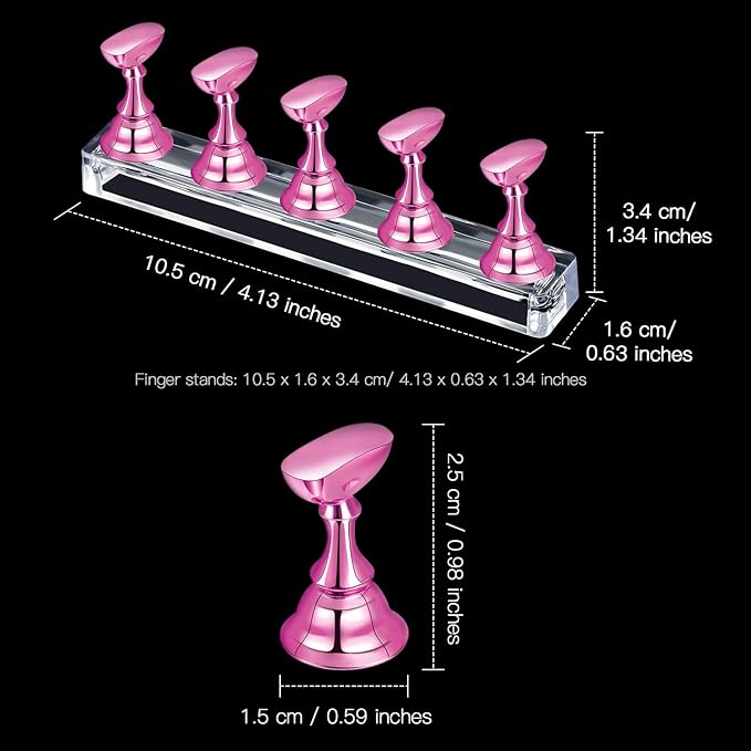6 Sets Magnetic Nail Tip Display Holder Acrylic Display Stand Nail Tip Practice Art Training Stand for DIY Manicure Fingernail Salon(Gold, Silver, Light Pink, Black, White, Pink)