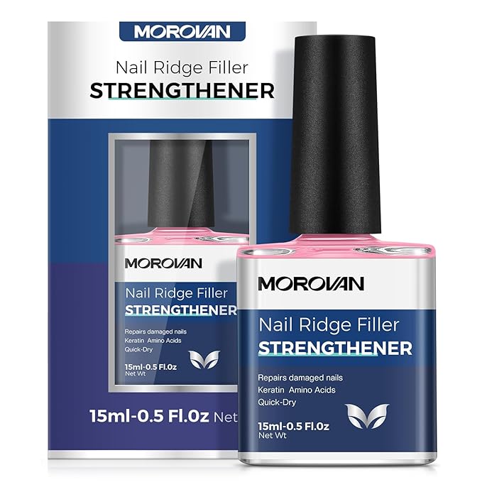 Morovan Nail Strengthener and Growth: Purple Pink Nail Polish Hardener Brightener for Damaged Nails Natural Concealer Foundation Air Dry Prevents Discoloration Essential Manicure Care Gift Women