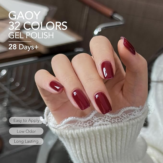 GAOY Gel Nail Polish Kit with UV Light, 32 Colors Gel Polish Set Red Black White Nude Glitter with 5 Pcs Soak off Base Glossy Matte Glitter Top Coat & Builder for Nail Art DIY Manicure at Home