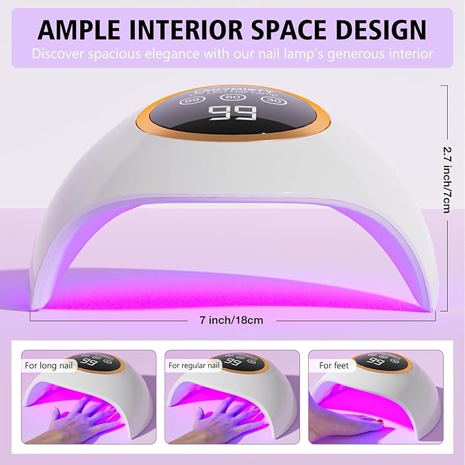 72W UV LED Nail Lamp, 2026 New Upgrade UV Light for Gel Nails with 18 Beads, 3 Timer Nail Dryer, LCD Display, Auto Sensor, Professional Nail Lamps for Gel Polish – Best Gifts, White Lamp
