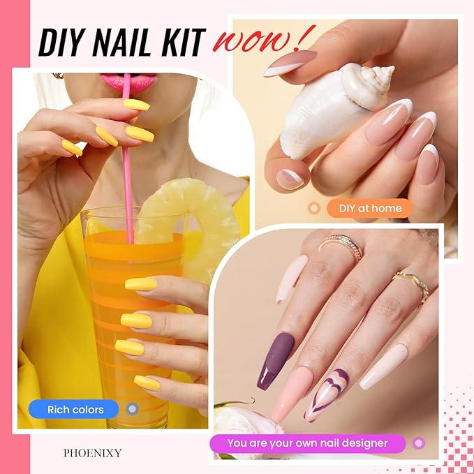 PHOENIXY 51 PCS Gel Nail Polish Kit with U V Light, 35 Colors Gel Polish with 5 Pcs Base Top Coat Manicure Starter Nail Polish Set Gifts for Women ST9012
