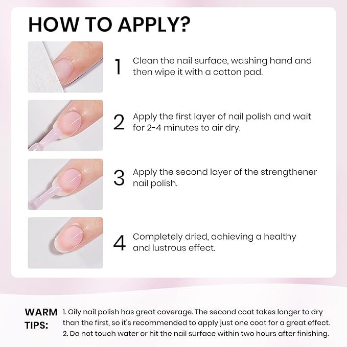 Sheer Nail Polish Quick Dry，Regular Air Dry Fast Fingernail Lacquer Base Coat, Help Nail Strengthener, Hardener, Strong and Growth 0.54 fl.oz