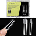 GELPARTY Soft Gel Nail Tips XL Long Square - 240Pcs Pre-Buffed Matte Full Cover Tips - No Filing Needed, Soak Off Gel Extension System - Clear False Nails (12 Sizes)
