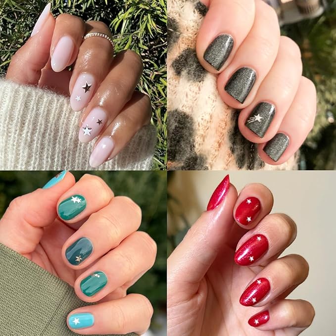 Olive & June Nail Art Stickers | Easy-to-Use Nail Designs | Hand-Screened, No-Fade Ink | Accent, Mix & Match, or Cover Chipped Polish | Shimmery Stars