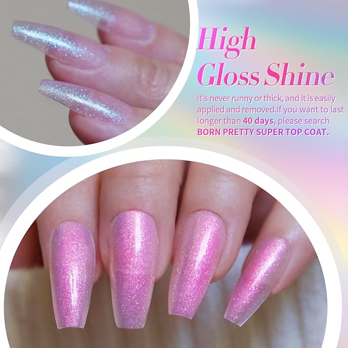Born Pretty Pearl Gel Nail Polish, Shell Glimmer Shimmer Mermaid Glitter Chameleon Gel Polish Transparent Pearlescent Gel Polish Nail Art Manicure Varnish 6 Colors 7ml Collection Gifts