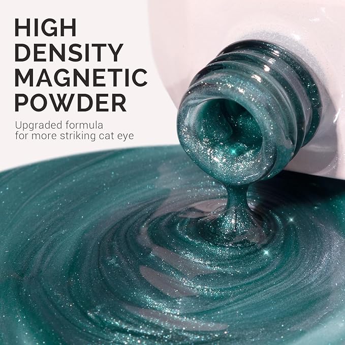 MelodySusie Silky Cat Eye Gel Nail Polish, Mermaid Blue Glitter Holographic Magnetic Nail Polish with Magnet, 0.5 Fl Oz UV Nail Polish for Nail Art Manicure Salon DIY at Home B5101