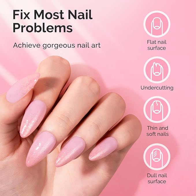 MelodySusie Hema Free Builder Gel Set for Nails Thickening, White and Pink, 3PCS 0.5 Fl Oz, Tpo Free, Soak Off UV Extension Gel, Nail Art Design Salon DIY Manicure at Home for Women