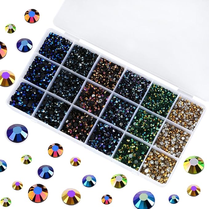 22380pcs Resin Rhinestones Set 3/4/6mm Flatback Stones Glitter Crystal Bulk for Garment Nail Art Decorations Resin Flatback Rhinestones Kit for Nail Crafts Tumbler Round Shape(MM)