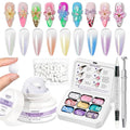 MIZHSE White 3D Sculpting Nail Gel and 9 Mermaid Colors Ombre Patting Gel Polish Kit，3D Nail Art Soak Off U V Painting Gel Set with Sponges, for Nail Art DIY
