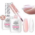 Born Pretty Builder Gel for Nails 8-in-1，15ML Clear and Cover Pink Builder Nail Gel Set, Transparent Extension Gel Rhinestone Glue for Nail Art Base Gel, LED Nail Lamp Cured Hard Gel Builder