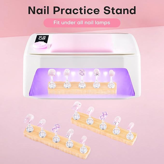 Nail Stand for Press On Nail Holder for Painting Nails, Magnetic Fake Nail Stands Tips, Heart Shape Nail Holder with Double-sided Tape Practice Nail Art Tools（Wood A）
