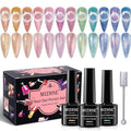 MIZHSE Unicorn Cat Eye Gel Nail Polish 7ml, Pearl Mermaid Cateye Magnetic Gel Polish Kit Pink Blue Soak Off UV LED DIY Manicure Set for Home Salon