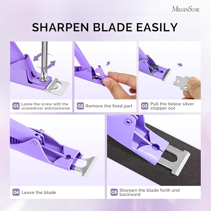 MelodySusie Acrylic Nail Clippers, Professional Nail Clippers Cutters for Acrylic Nails Fake Nail Tips, Adjustable Stainless Nail Trimmer, Manicure Tool for Salon Home Nail Art, Purple