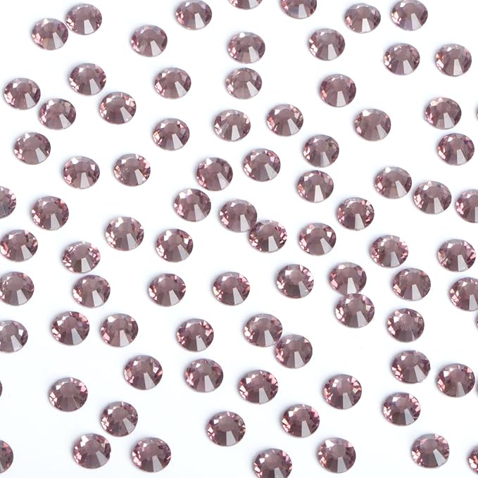 Bymitel Hotfix Crystal Rhinestones Round Gems Iron on DIY Jewelry Making Flat Back for Crafts,Lt. Amethyst, 1.3mm(SS3/2880pcs)