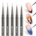UNA GELLA Nail Art Brushes Metallic, Liner Pens 5Pcs Set For Nail Art Gel Polish, Gray Color, Detail Nail Art Design Painting Brush Set For Nails Gel Fine Drawing Nail Tools, 6/9/11/15/18mm