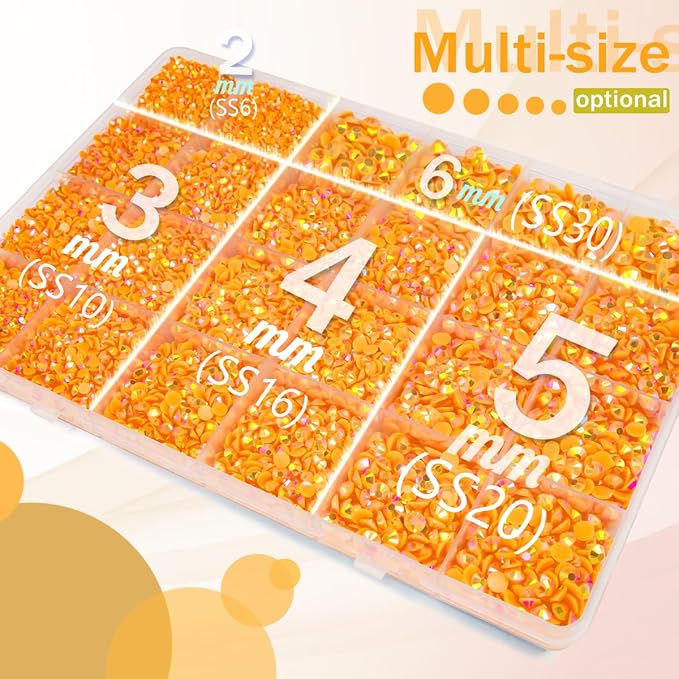 Orange AB Resin Rhinestones w B7000 Jewelry Glue for Bedazzling Crafting 2mm-6mm Flatback Jelly Stones Diamonds Gems Bedazzler Kit for Nails Face Eyes Makeup Tumblers Bottles DIY Crafts Shoes