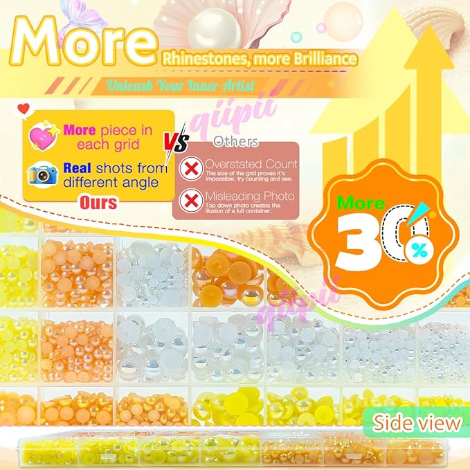 28 Types Yellow Flatback Pearls w B7000 Jewelry Glue for Bedazzling Crafting 3mm 4mm 5mm 6mm 8mm 10mm Flatback Colorful AB Half Pearls Charms for Nails Face Eyes Makeup Crafts Tumblers Bottles