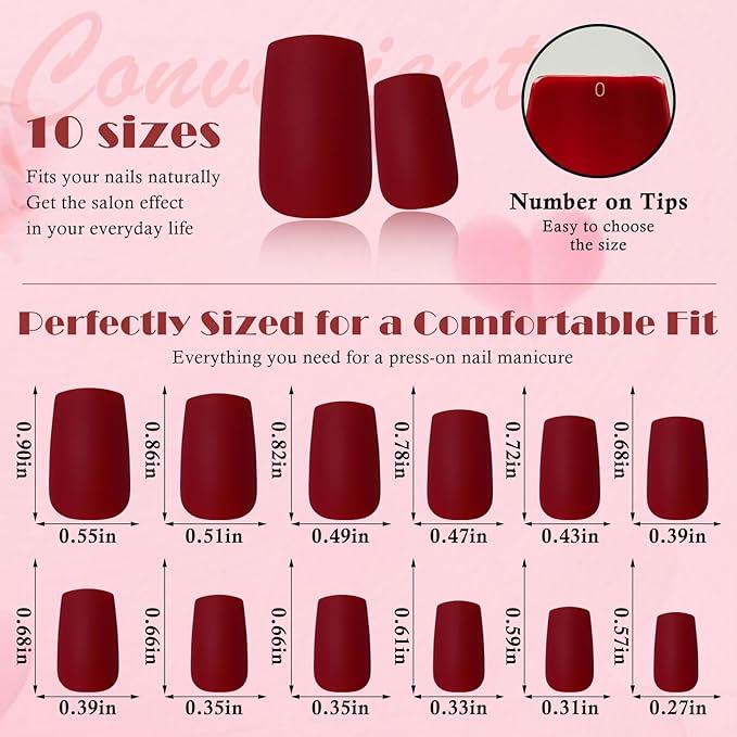AddFavor Press on Nails Medium Square Fake Nails, 576pcs 24 Colors Square Press on Nails Full Cover Acrylic Nail Press ons, Matte False Nail Tips for Women Glue on Nail