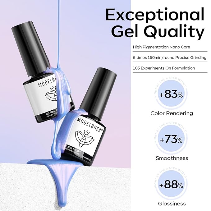 modelones Pearl Gel Nail Polish Set, 6 Colors 2026 Spring Aurora Iridescent Shimmer White Pink Purple Mermaid Nail Drawing Glitter Gel Polish LED Swirl Shell Thread Effect with Dotting Pen DIY Gift