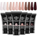 Modelones Poly Nail Gel, 6 Colors Nude Skin Tones Pink Neutral Brown Collection Poly Extension Gel Set Builder Manicure DIY Design Nail Art Home Salon Beauty Gift
