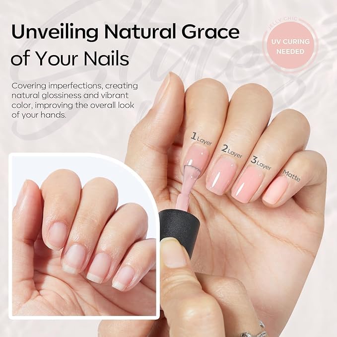 modelones Gel Nail Polish Set 2 Pcs 15ml Jelly Nude Pink and Milky White Gel Polish, French Manicure Base Gel Bubble Bath UV Soak Off Nail Gel for Gradient Nail Art, DIY Home or Salon