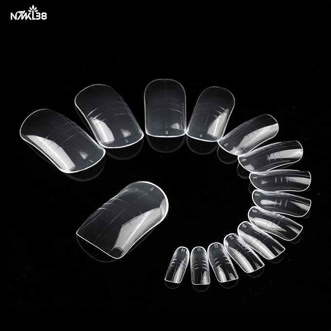 NMKL38 150PCS Dual Nail Forms 12 Sizes Extension Poly Nail Gel Full Cover Nail Molds With Scale Nail Art Design for Salon DIY at Home