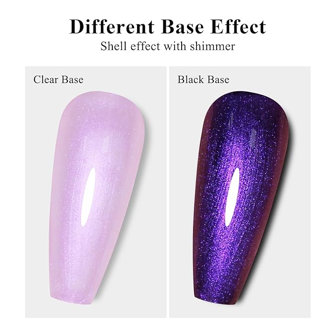 Imtiti Pearl Gel Nail Polish, 0.5 Fl Oz Purple Transparent Shell Shimmer Mermaid Drawing Polish, Iridescent Pearlescent Spring Summer UV LED Soak Off